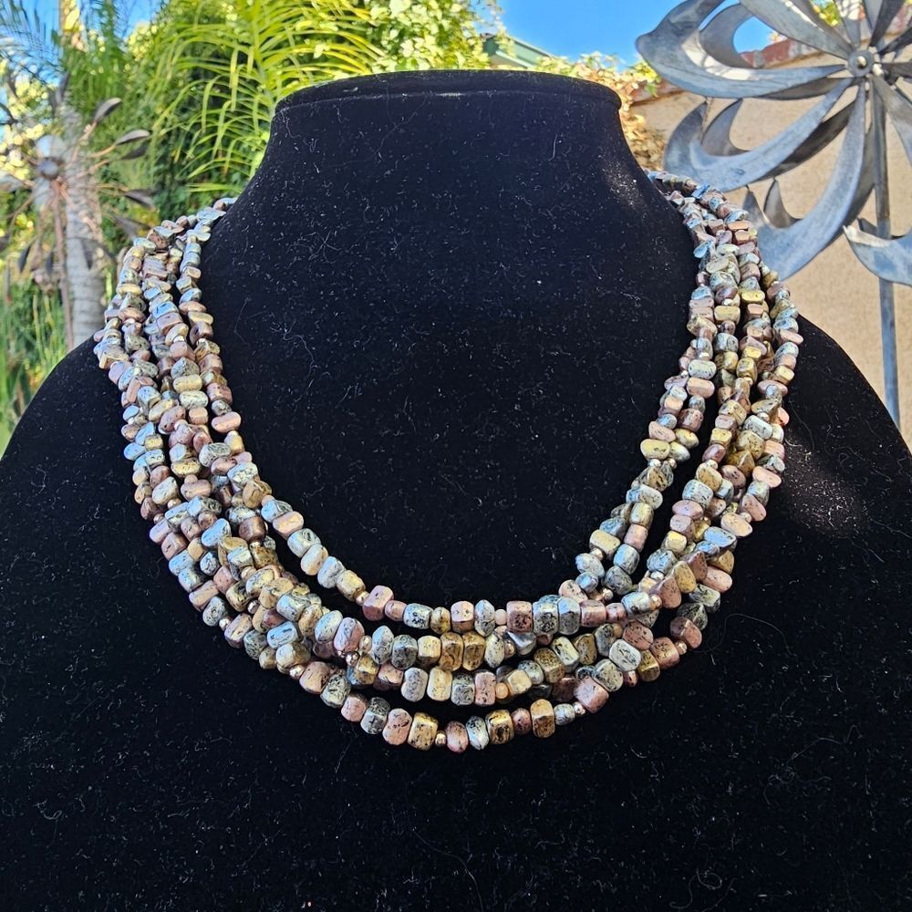 Vintage Layered Metallic 3 Tone Necklace